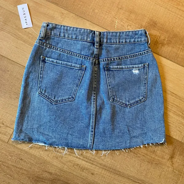 NWT PacSun size 24 or 0 denim distressed mini skirt blue country concert western - Image 5