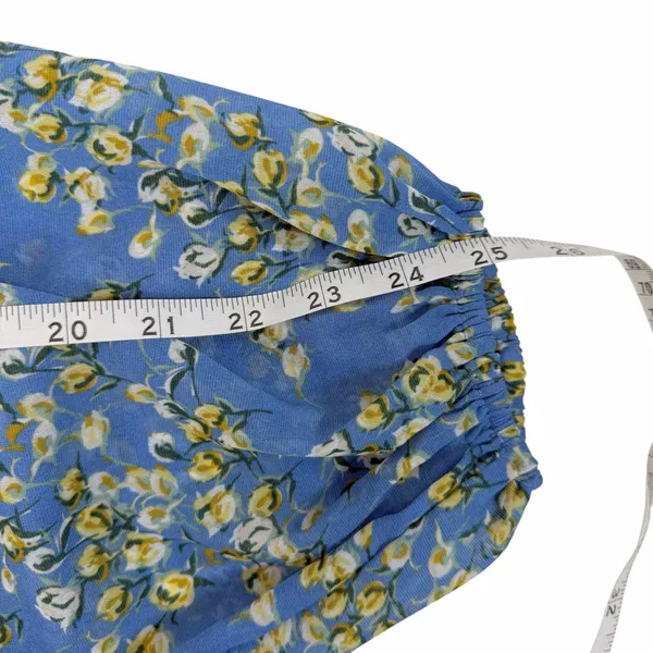 New ASTR the Label Blue Yellow Floral Long Sleeve Sweetheart Dress Size Medium - Image 8