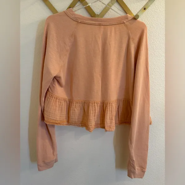 Free People Sweet Jane Pullover Peach Sweatshirt Top Medium - Image 8