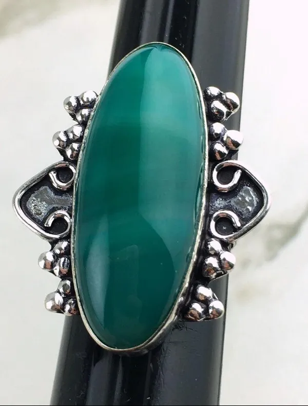 Handmade Botswana Agate Stone Ring Size 6 - Image 9