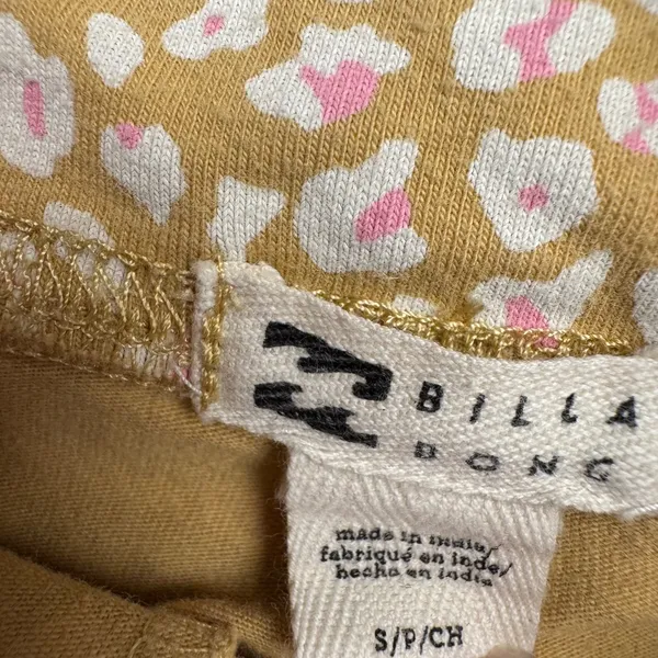 Billabong Leopard Print Bike Shorts Women's S P‎ Gold White Pink Athletic - Image 2