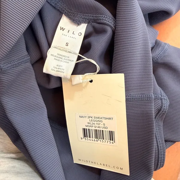 WILO The Label Navy Ribbed High Waisted Leggings WL24-157 Size Small NEW - Image 6