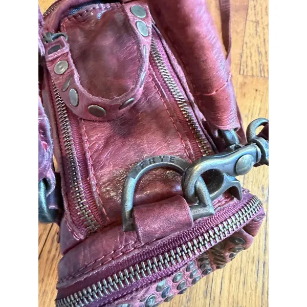 Frye Satchel Bag Womens Mini Red Leather Studded Crossbody - Image 8