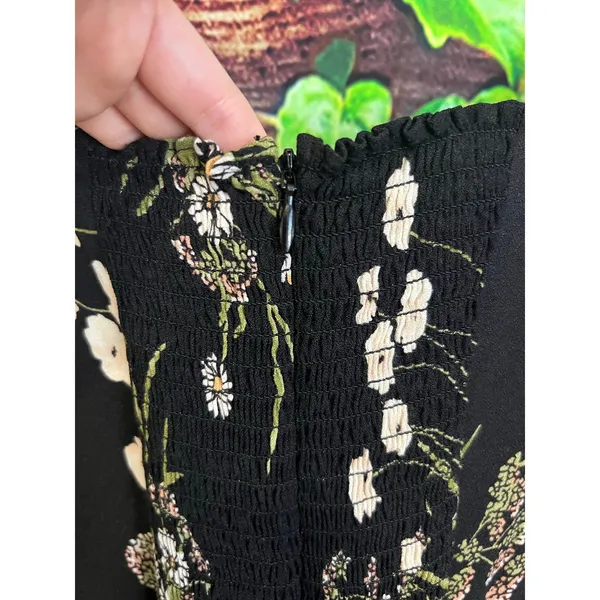 Reformation Fairway Floral Print Crepe Midi Dress Black Floral Flowers Sz 4 NWOT - Image 8