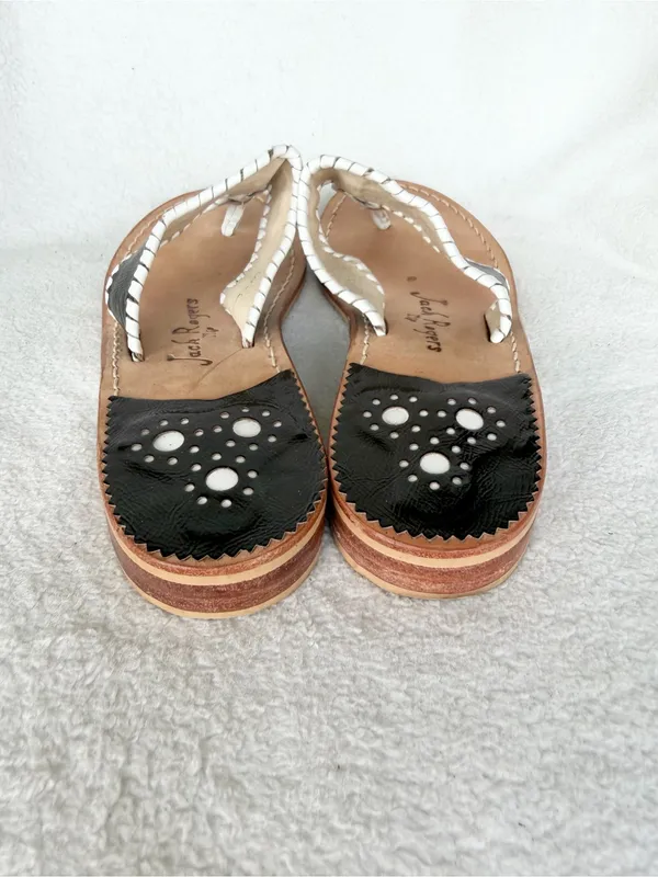 Jack Rogers Women 7M Black /White Summer Slip On Sandals - Image 6