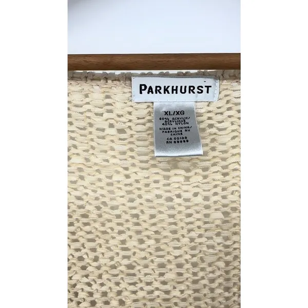 Parkhurst Cardigan Sweater Boho Minimalist Neutral Lagenlook Women Size XL Cream - Image 4