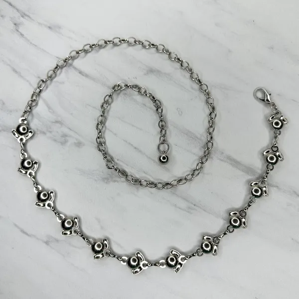 Y2K Rhinestone Flower Silver Chain Belt Extra Small/Small (XS/S) ✨ - Image 2