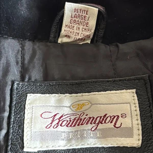 Vintage Worthington Black Leather Long Coat Petite Large - Image 12