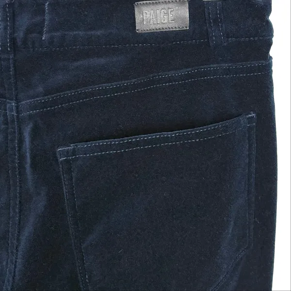 Paige High Rise Bootcut Pants Zip Fly & Button Closure Deep Navy Velvet Size 27 - Image 12