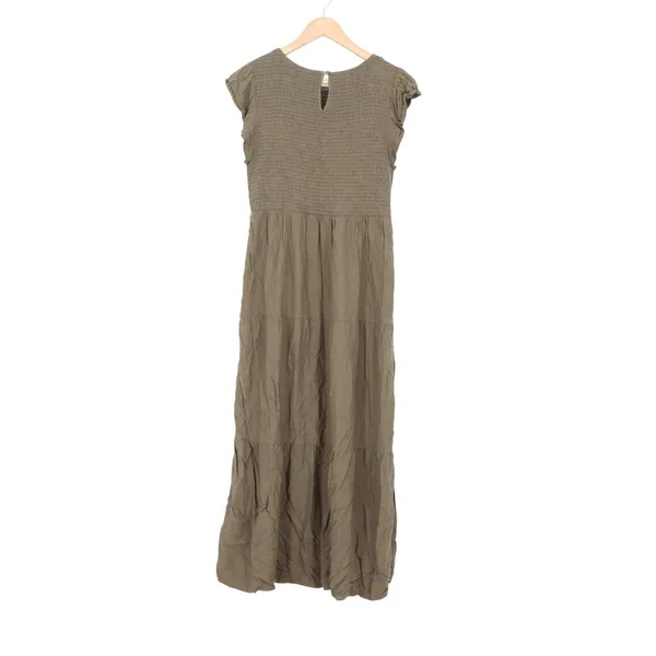 ZESICA Smocked Flutter Sleeve Tiered Maxi Dress Olive Green Large - Image 5