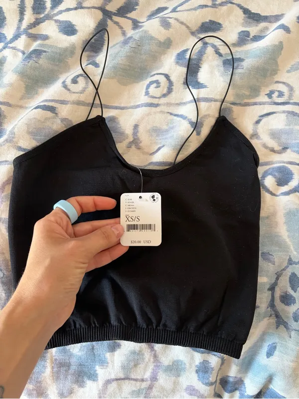 NWT- free people black skinny strap brami crop top - Image 3