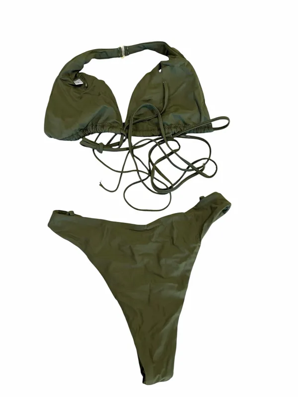 Women's Olive Green Two Piece Tiny Bikini Size Small #260250 - Image 6