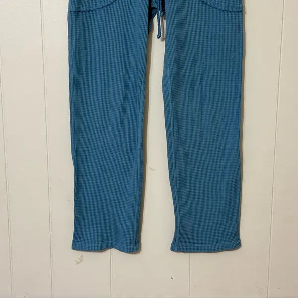 Back Beat Co Organic Cotton Waffle Joggers Slate Blue XS Lounge Pants - Image 5