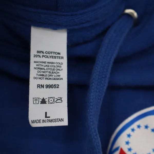 Independent Trading Co Philadelphia 76ers Hoodie Blue NBA Graphic Large - Image 3