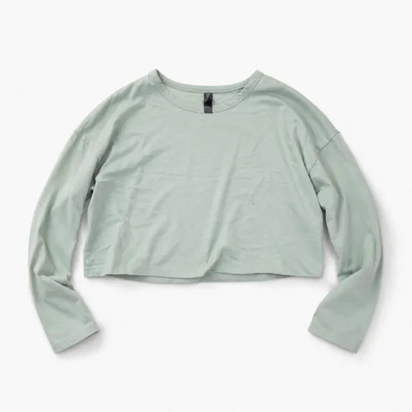 Hyphen Los Angeles Sage Green Cropped Long Sleeve Top M - Image 5