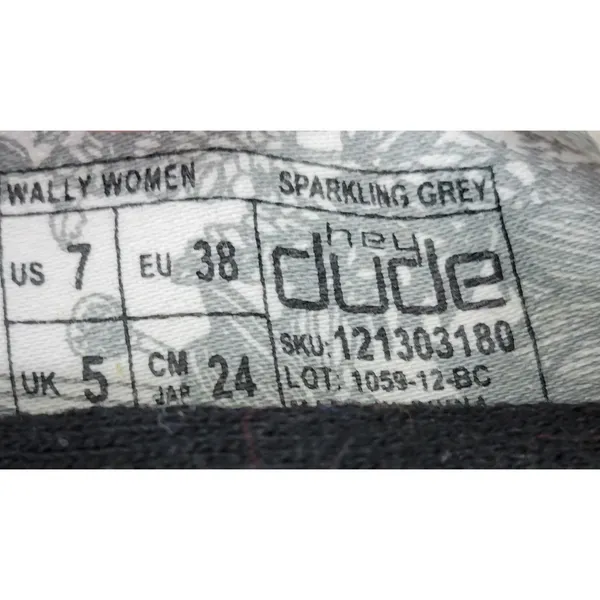 Hey Dude Womens Wally Shoes‎ 7 Sparkling Grey Lace Up Light-Weight Flat Loafers - Image 10