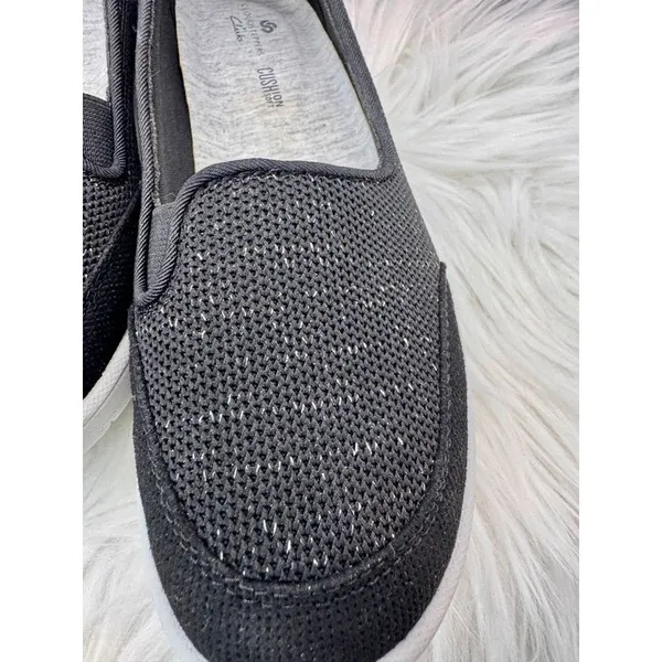 Clarks Cloudsteppers Adella Knit Slip On Sneakers Black Shimmer Cushion Sz 5 - Image 3
