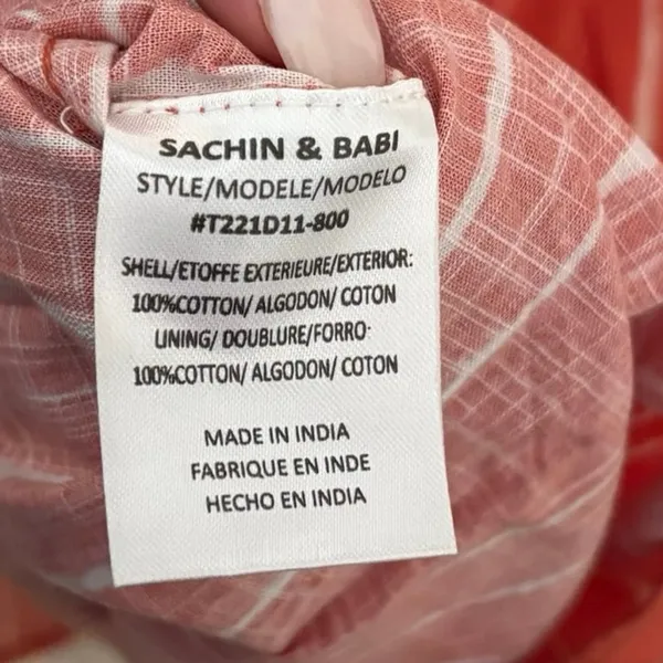 Sachin & Babi Orange White 100% Cotton Georgia Flutter Midi Dress Size 8 - Image 7