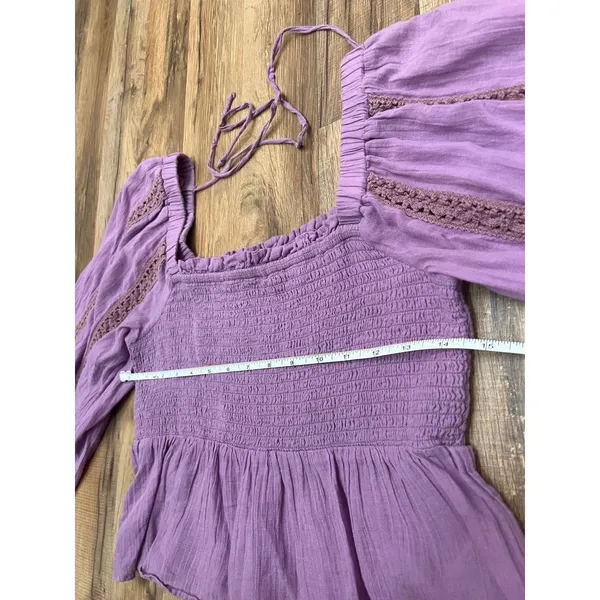 American Eagle puff sleeve top Sz L 100% cotton‎ - Image 10