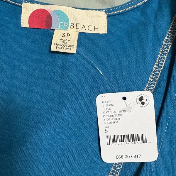 Free People Beach Blue Sleeveless Cory Tunic Pockets Size Small‎ Oversized NWT - Image 6