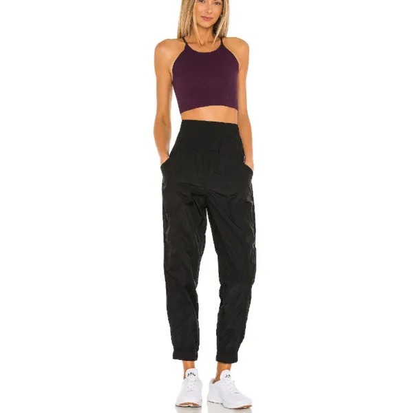 Free People Movement The Way Home Jogger Womens M Black High Rise Smocked Waist - Image 4