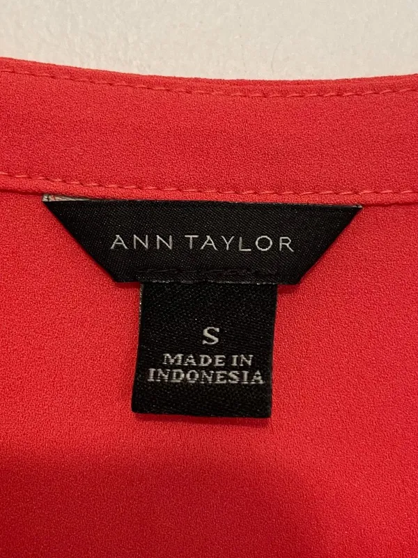 ANN TAYLOR Matte Jersey Shell Coral Split Neck Mixed Media Sleeveless Tank Top S - Image 6