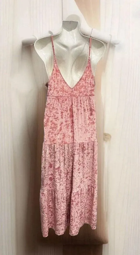 Aerie Velvet Dress Womens Size Medium Midi Tiered Babydoll Cottagecore Boho - Image 5