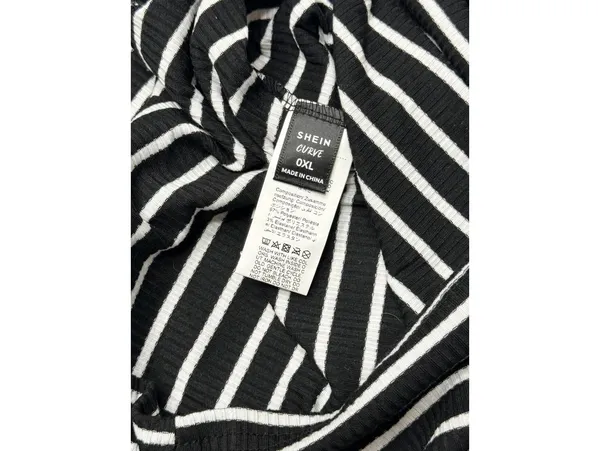 SHEIN Black and White Striped Mini Dress Bodycon Short Sleeve Grunge Size S - Image 3