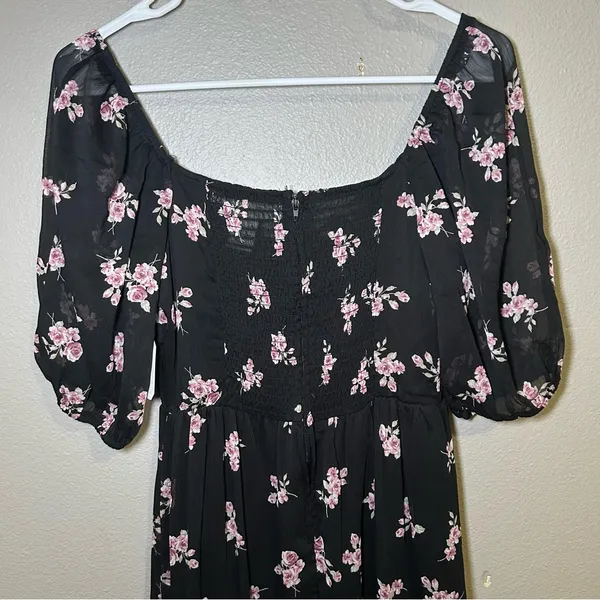 NEW Altar’d State Deanne black floral tiered maxi dress women’s size small - Image 7