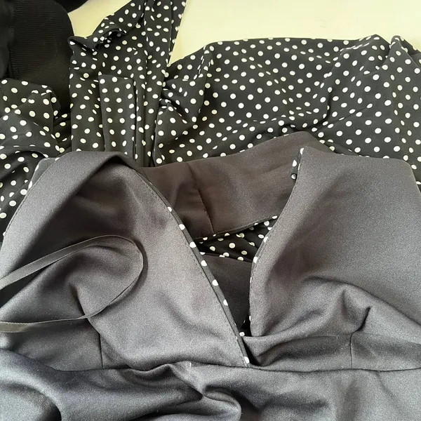Melanie Lyne Polka Dot Halter Dress Sz 16 Pinup Black Open Back Rockabilly Retro - Image 8