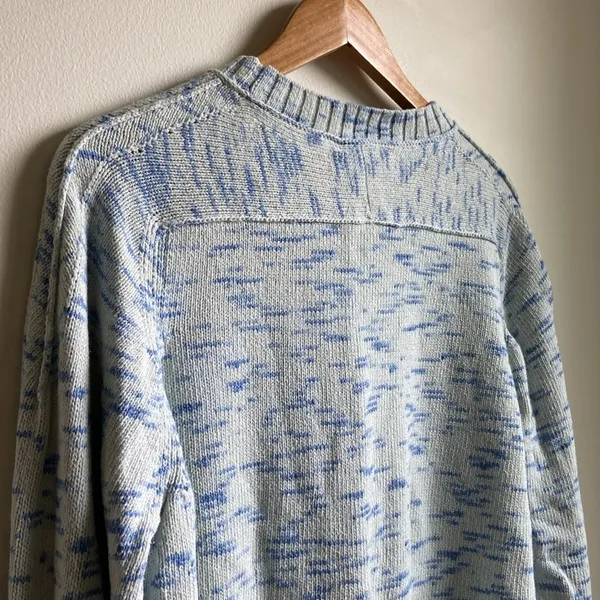 J.Crew Speckled Cotton Sweater (Sz XL) Sky Cabana Space Dye Blue - Image 9