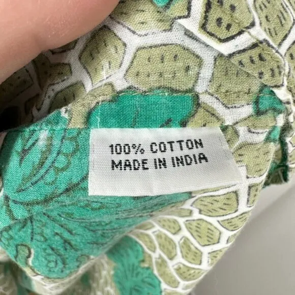 Roberta Roller Rabbit Green Mini Shirt Dress Palm Leaf Cotton Classic Preppy - Image 7