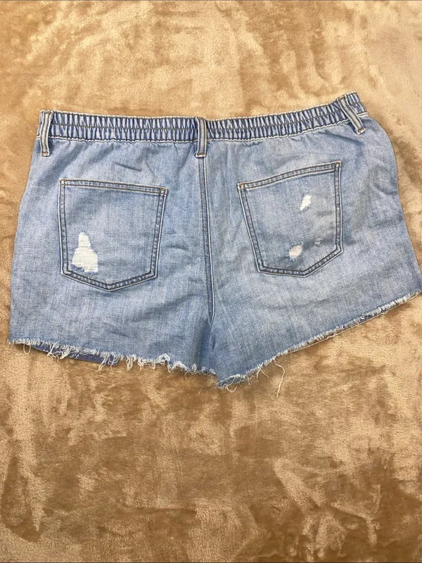aerie Distressed Light Blue Denim Cutoff Shorts - Image 3