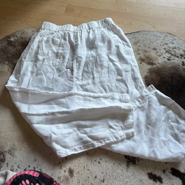 QUINCE White Linen Pull On Pants Size XS Costal Vacation‎ - Image 3