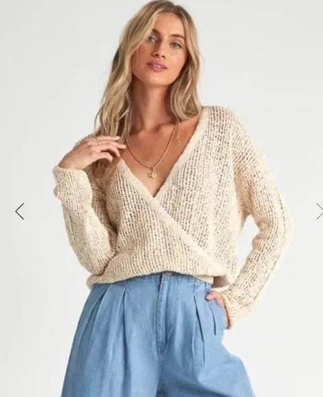 Billabong NWT “Sweet Bliss” cream wrap Sweater. Size Small - Image 2