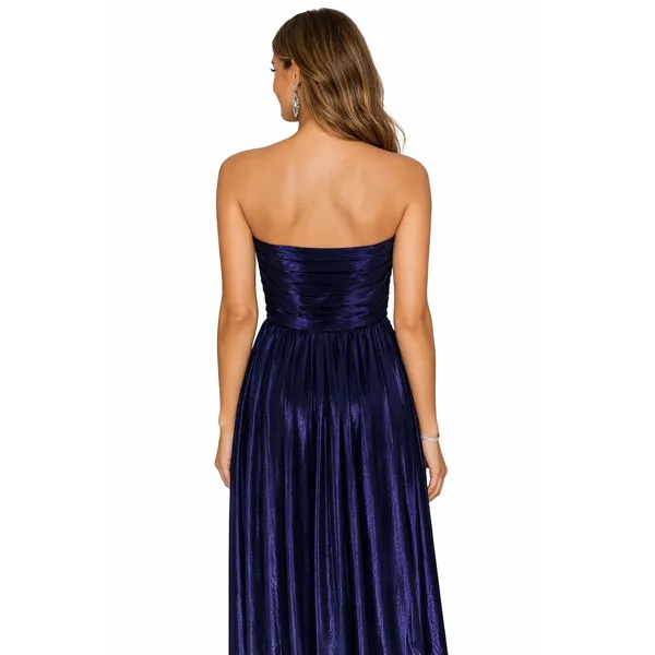 New!‎ Retrofête Navy Strapless Metallic Pleated Gown Size Small $695 - Image 3