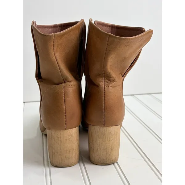 Jeffrey Campbell‎ Brown Leather Wooden Curved Heel Ankle Boots Booties Women 7M - Image 14