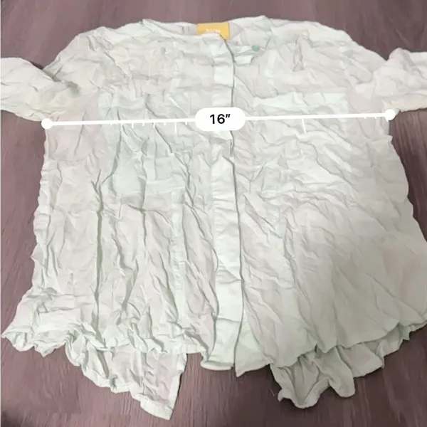 Anthropologie Maeve Mint Green Button‎ Down Long Sleeve Shirt Size 0 - Image 6
