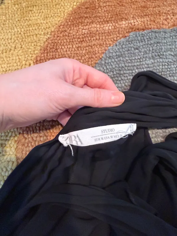 Zara Women Black Bodysuit One Shoulder Very Open Front Cutout Runs Very Small - Image 3