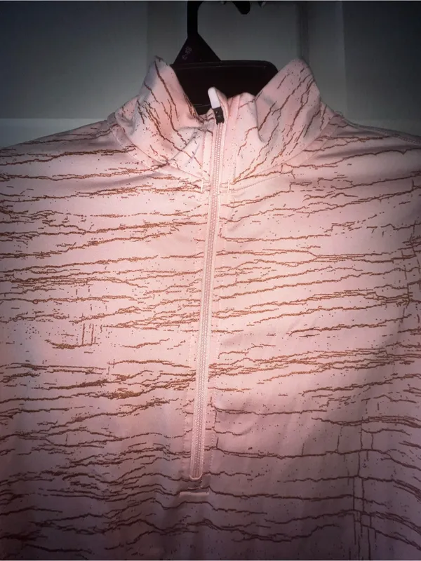 Nike Pro Light Pink Quarter-Zip Stripe-Print Pullover - Image 3