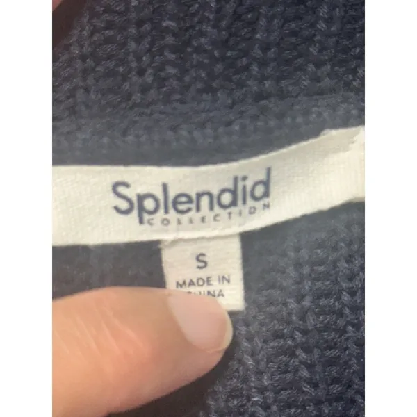 Splendid Talia Oversized Silk Blend Ribbed Cardigan Navy Blue RF1S920 Womens S‎ - Image 8