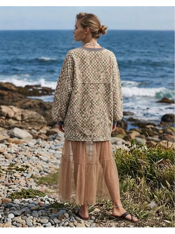 FP We The Free Coastal Printed Crew Tunic Dress in Terracotta Combo Size Medium - Image 2