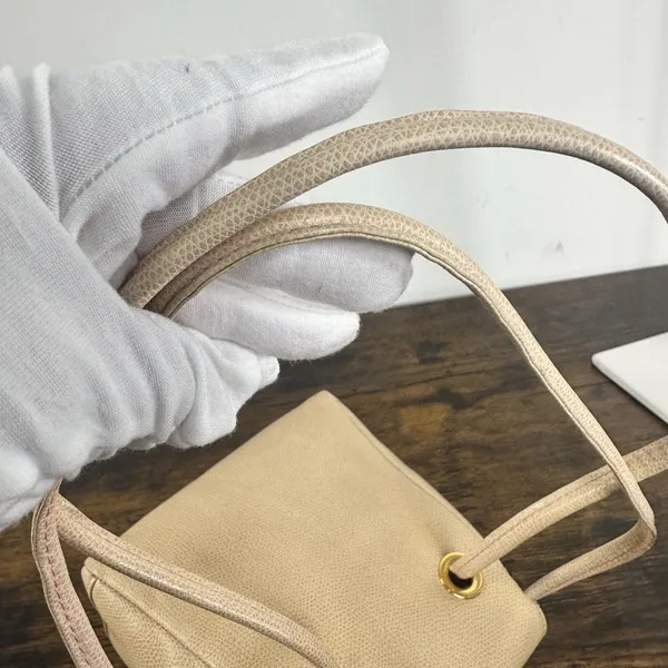 Gianni Versace Vintage Backpack Bag Womens Mini Beige Leather Italy Medusa Gold - Image 16