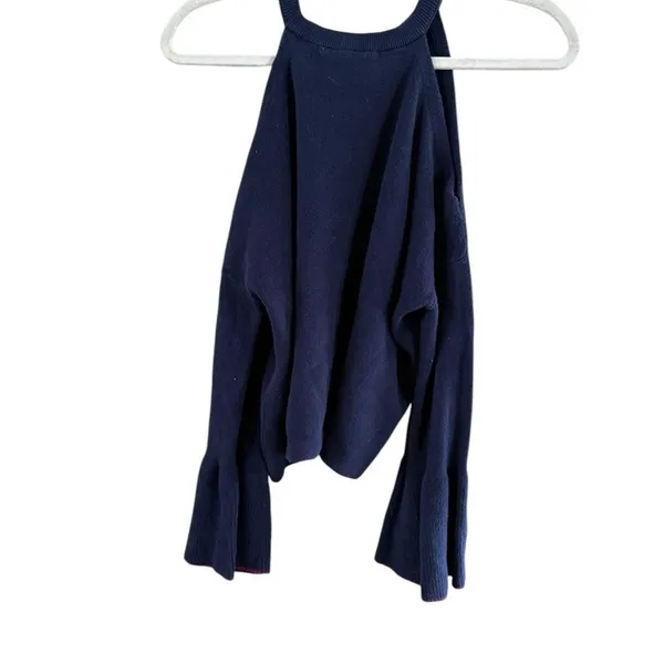 Anthropologie Blue Off the Shoulder Relaxed Fit Sweater - Image 3