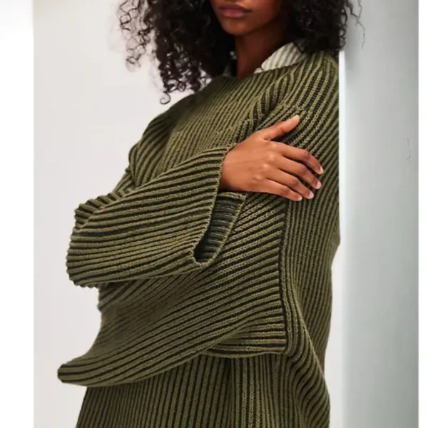 NWT Free People Boat Neck Tunic Sweater Small, CHIVE COMBO Small - Image 5