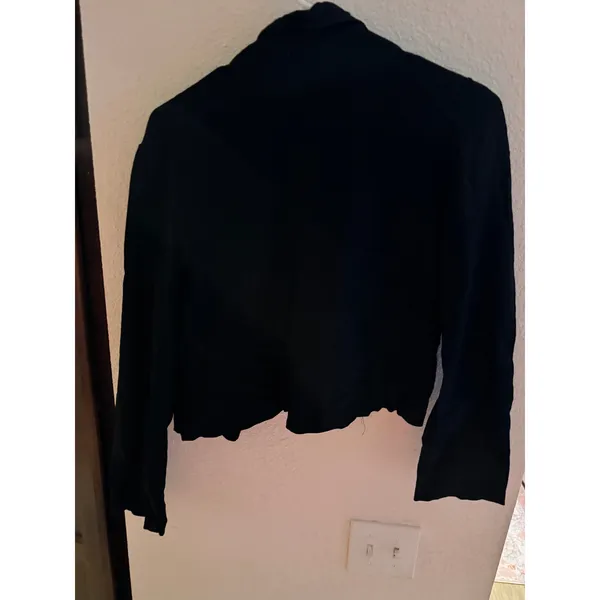 Xi Womens‎ Black Cropped Blazer Jacket Two Button Made in USA J1179 L - Image 6