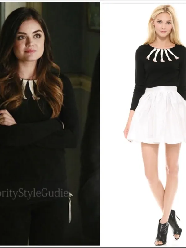 Alice + Olivia Intarsia Legs Sweater Black Girly ASO PLL Lucy Hale Feminine - Image 2