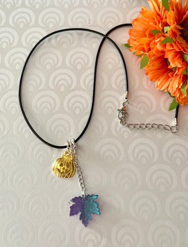 Fall Pumpkin Necklace (437)🍁 Gold - Image 2