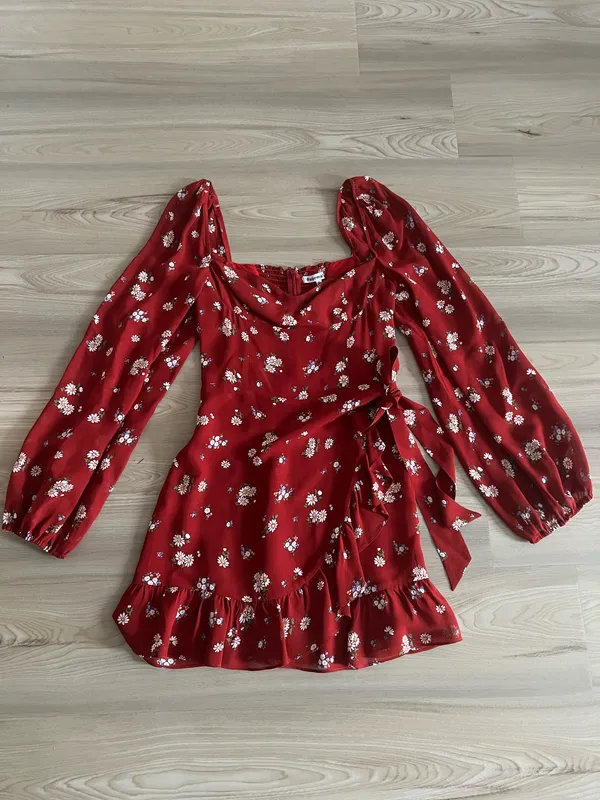 Reformation Cammi Red Floral Mini Dress Cassia 6 - Image 5