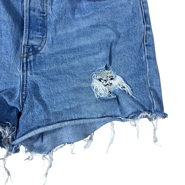 Levi's Ribcage Shorts Distressed Denim Cutoff Light Wash High Rise Size 29 - Image 3